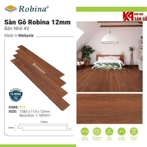 Sàn Gỗ Công Nghiệp Robina 12mm T11